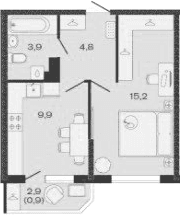 Продается 1-комн. квартира, 33.8 м²