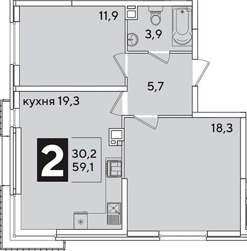 Продается 3-комн. квартира, 59.1 м²