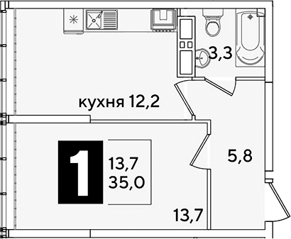 Продается 1-комн. квартира, 35 м²