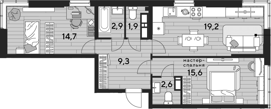 Продается 2-комн. квартира, 66.1 м²