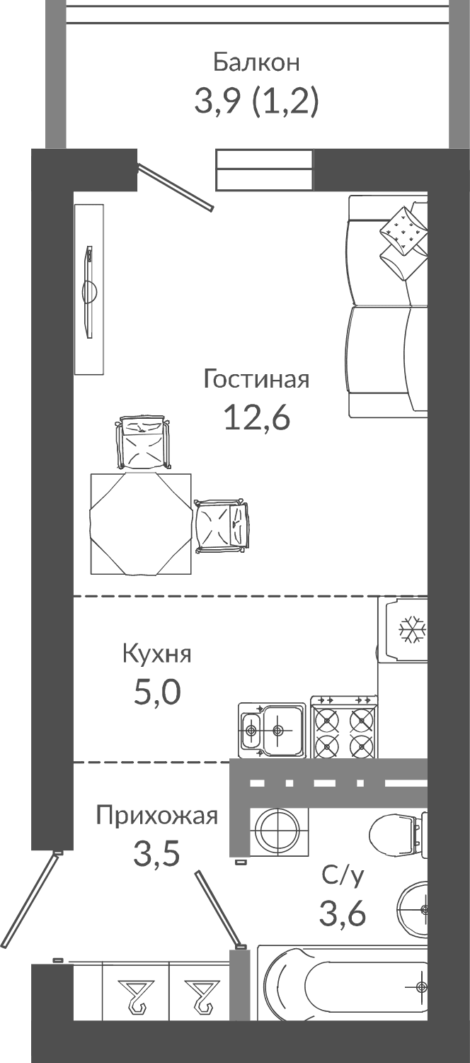 Продается 1-комн. квартира, 24.7 м²