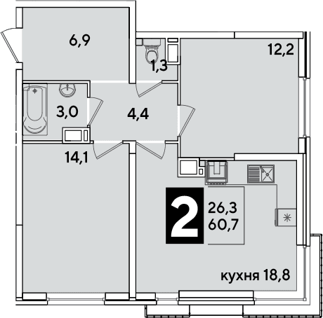 Продается 3-комн. квартира, 60.7 м²