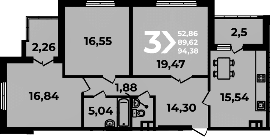 Продается 4-комн. квартира, 89.62 м²