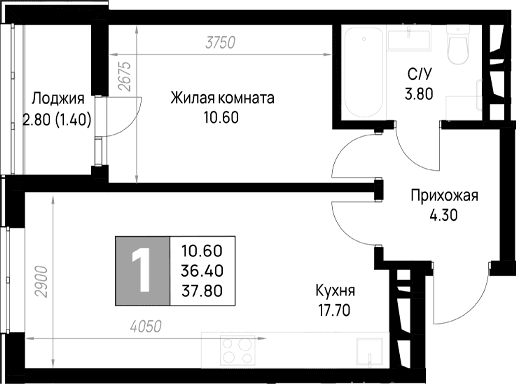 Продается 1-комн. квартира, 36.4 м²
