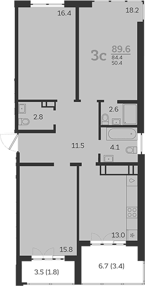 Продается 3-комн. квартира, 84.4 м²