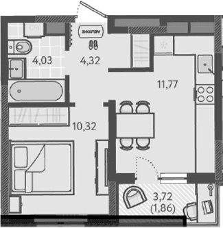 Продается 1-комн. квартира, 30.44 м²