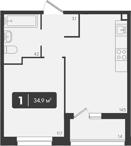 Продается 1-комн. квартира, 33.5 м²