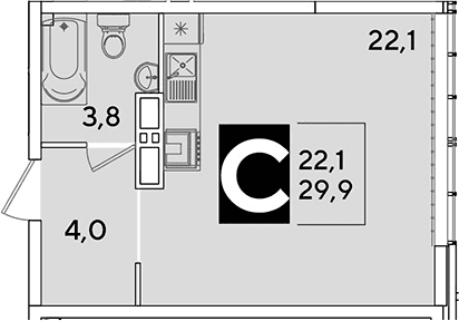 Продается 1-комн. квартира, 29.9 м²