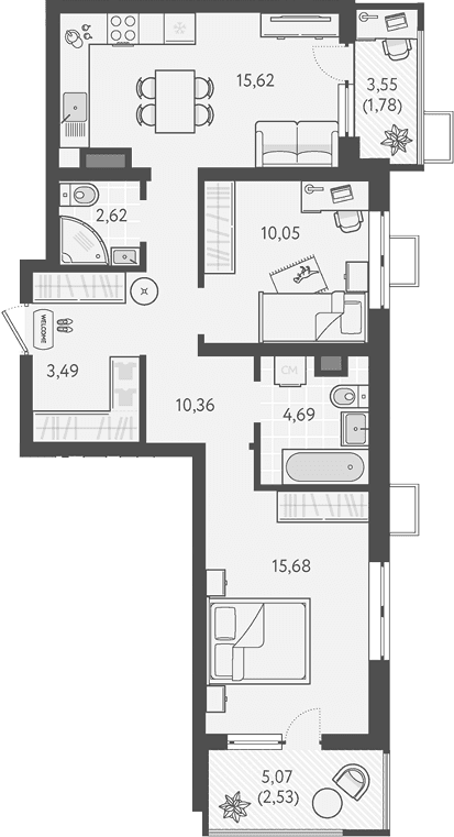 Продается 2-комн. квартира, 62.5 м²