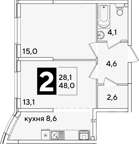 Продается 2-комн. квартира, 48 м²