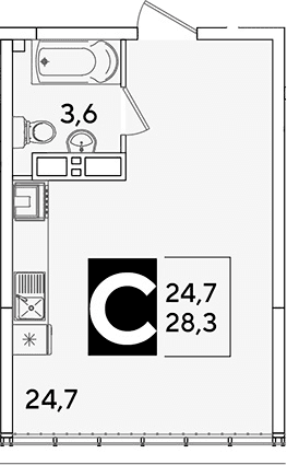 Продается 1-комн. квартира, 28.3 м²