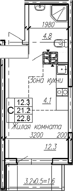 Продается 1-комн. квартира, 21.2 м²