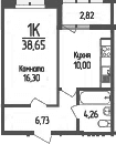 Продается 1-комн. квартира, 37.24 м²