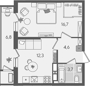 Продается 1-комн. квартира, 37.3 м²