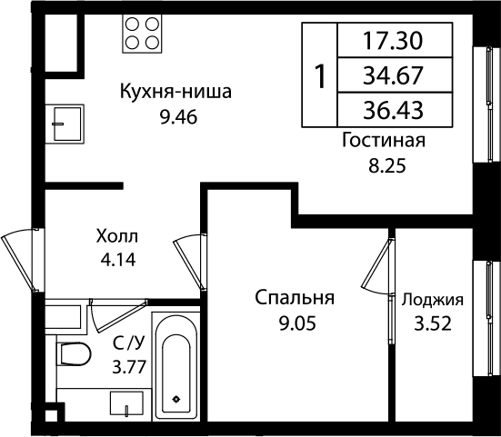 Продается 2-комн. квартира, 35.2 м²
