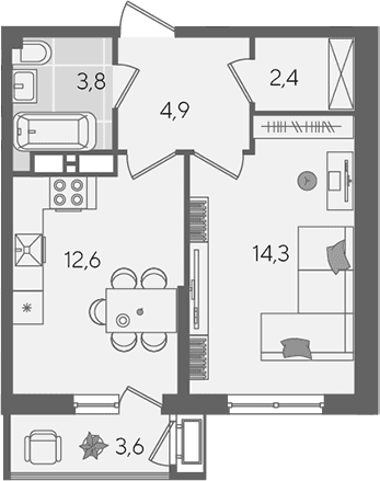 Продается 1-комн. квартира, 38 м²