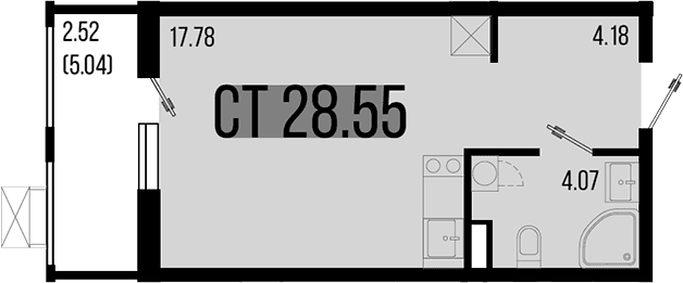 Продается 1-комн. квартира, 26.03 м²