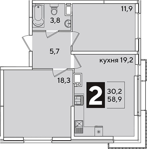 Продается 3-комн. квартира, 58.9 м²