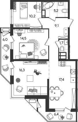 Продается 4-комн. квартира, 74.4 м²