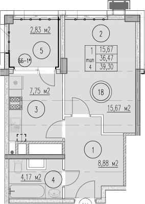 Продается 1-комн. квартира, 36.47 м²
