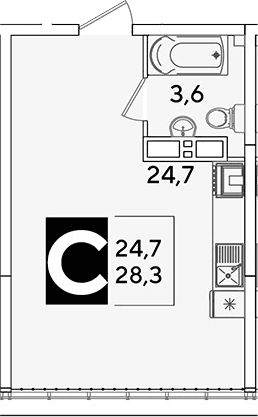 Продается 1-комн. квартира, 28.3 м²