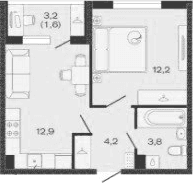 Продается 1-комн. квартира, 33.1 м²
