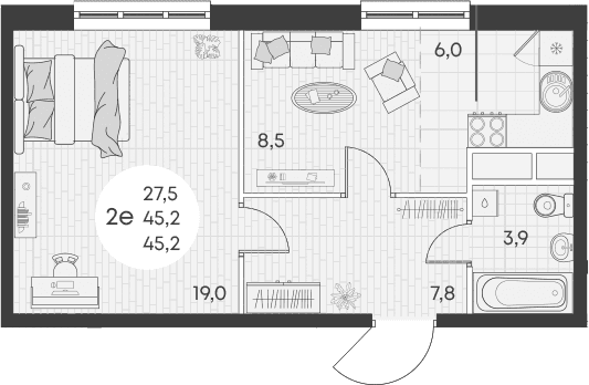 Продается 2-комн. квартира, 45.2 м²
