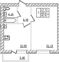 Продается 1-комн. квартира, 39.69 м²