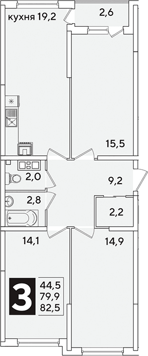 Продается 4-комн. квартира, 79.9 м²