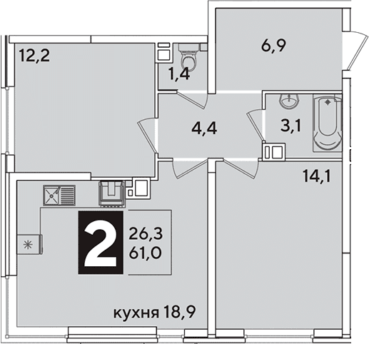 Продается 3-комн. квартира, 61 м²