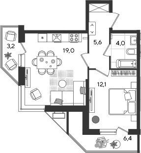 Продается 2-комн. квартира, 40.7 м²
