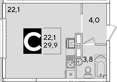 Продается 1-комн. квартира, 29.9 м²