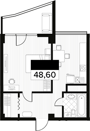 Продается 1-комн. квартира, 48.6 м²