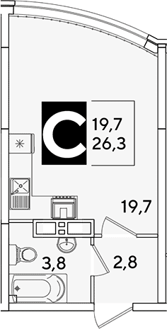Продается 1-комн. квартира, 26.3 м²