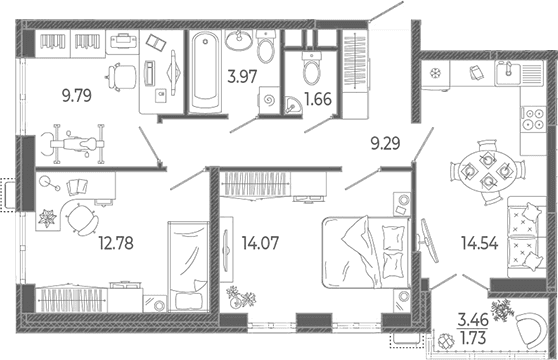 Продается 3-комн. квартира, 66.1 м²