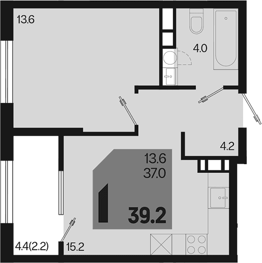 Продается 2-комн. квартира, 37 м²