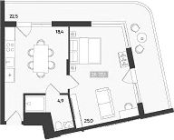 Продается 1-комн. квартира, 50.9 м²