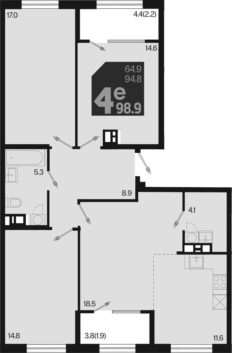 Продается 4-комн. квартира, 94.8 м²