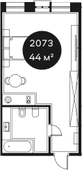 Продается 1-комн. квартира, 43.59 м²