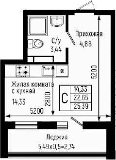 Продается 1-комн. квартира, 22.65 м²