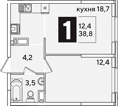 Продается 2-комн. квартира, 38.8 м²