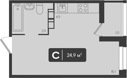 Продается 1-комн. квартира, 23.9 м²