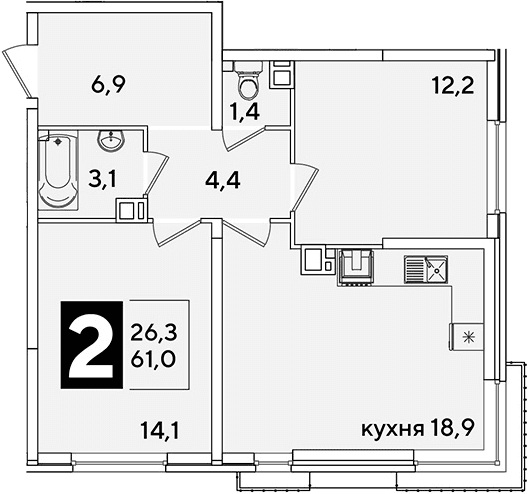 Продается 3-комн. квартира, 61 м²