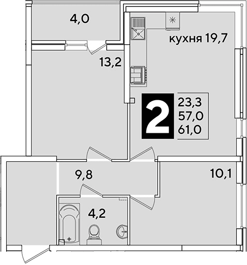 Продается 3-комн. квартира, 57 м²