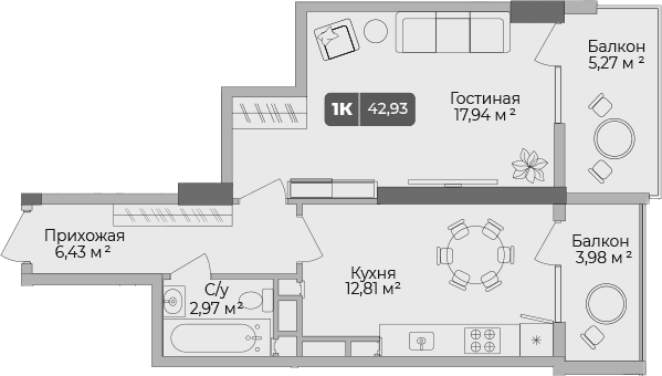 Продается 1-комн. квартира, 40.16 м²