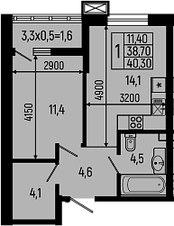 Продается 1-комн. квартира, 38.7 м²