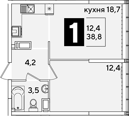 Продается 2-комн. квартира, 38.8 м²