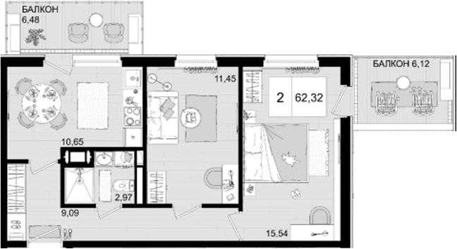 Продается 2-комн. квартира, 49.72 м²