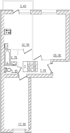 Продается 2-комн. квартира, 59.6 м²