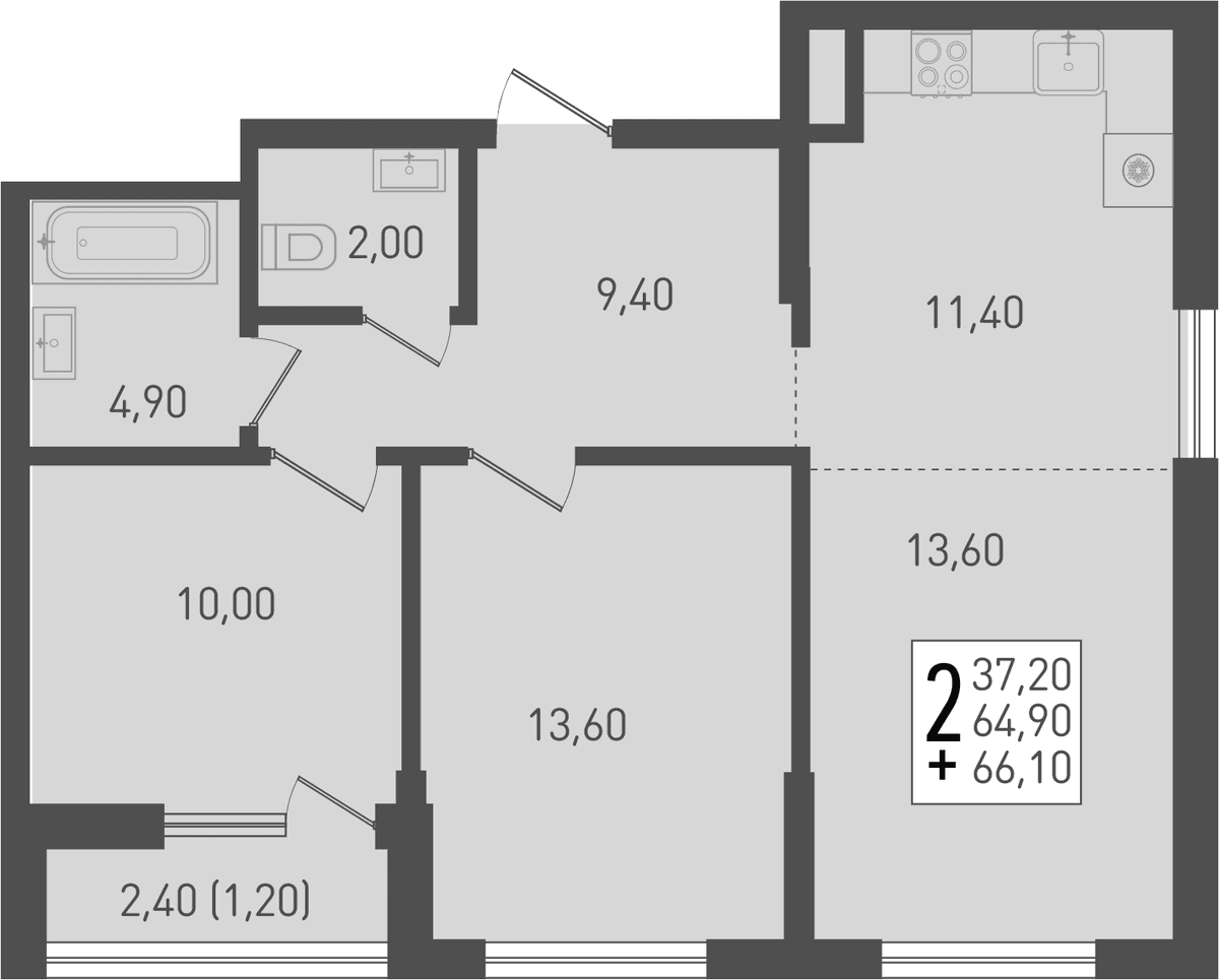 Продается 3-комн. квартира, 64.5 м²